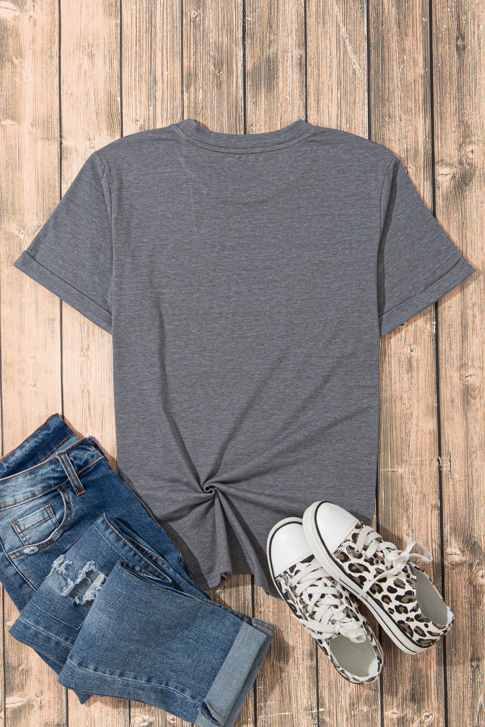 Khaki Casual Plain Crew Neck Tee - loveforevers