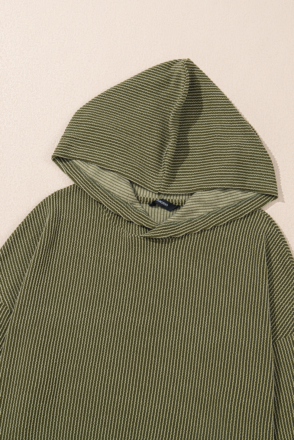 Smoke Gray Twisted Rib Texture Solid Hoodie - loveforevers