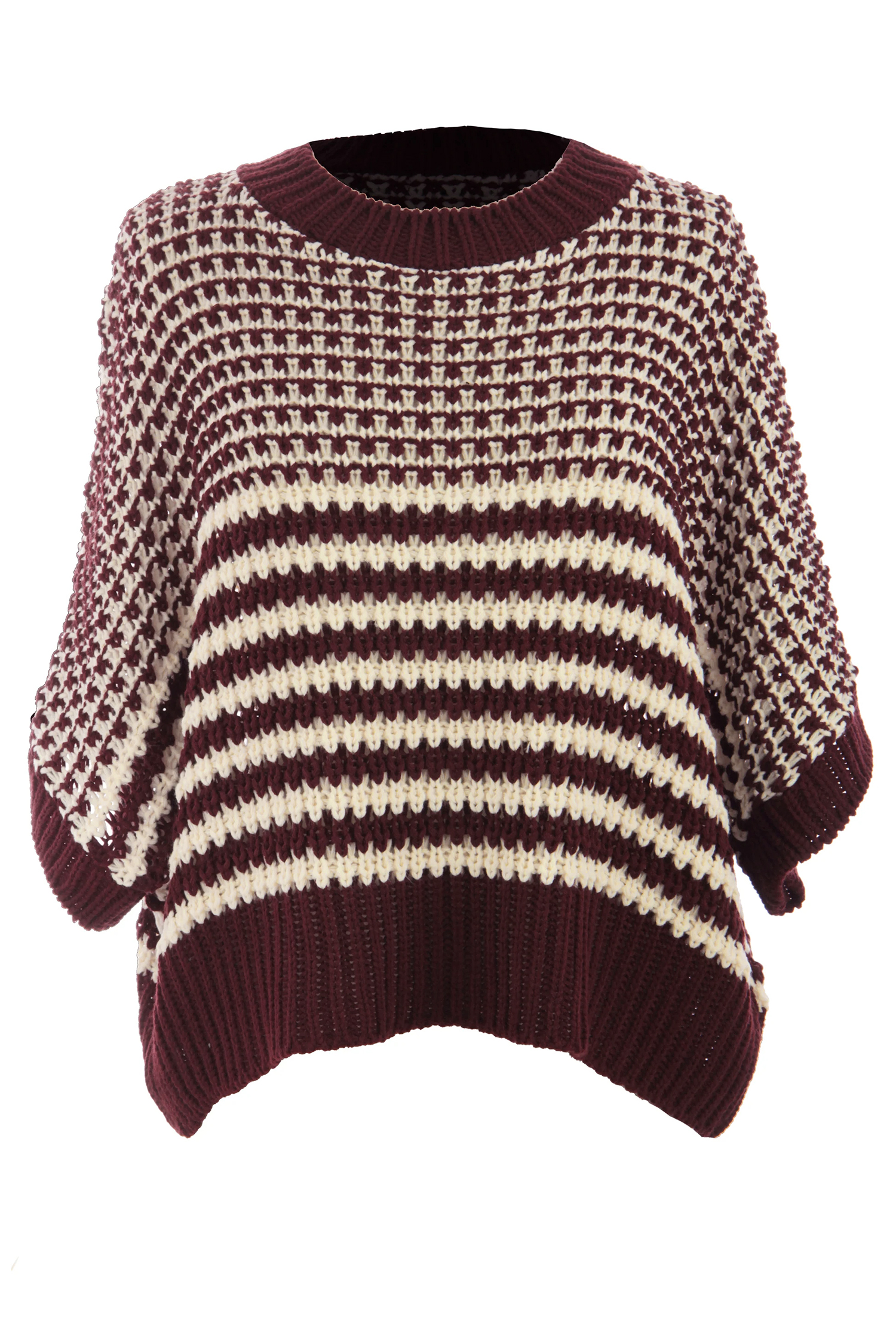 Black Stripe 3/4 Draped Sleeve Slouchy Sweater - loveforevers