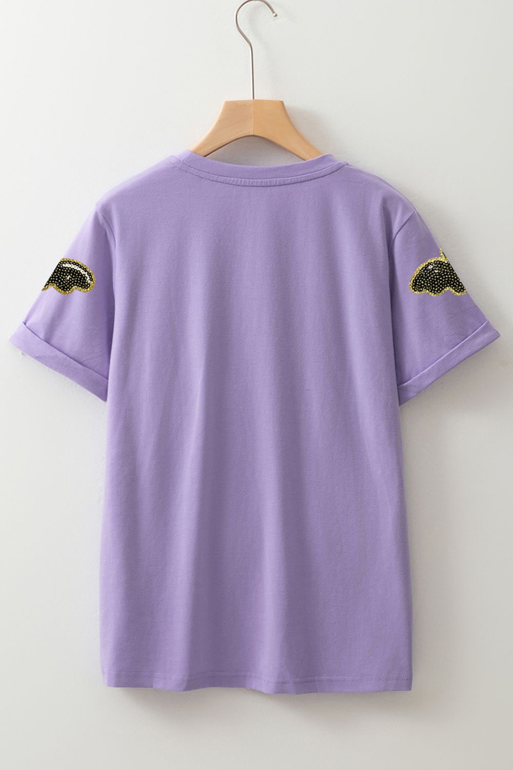 Wisteria Sequin Halloween Bat Patched Casual T Shirt - loveforevers