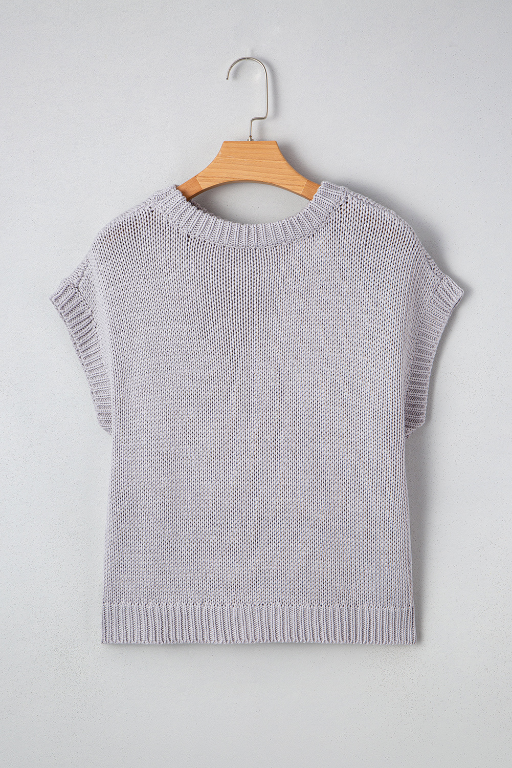 Light Grey Bowknot Applique Cap Sleeve Sweater - loveforevers