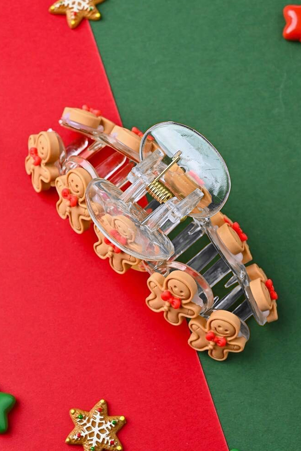 Light French Beige Cute Gingerbread Man Christmas Fashion Hair Claw Clip - loveforevers