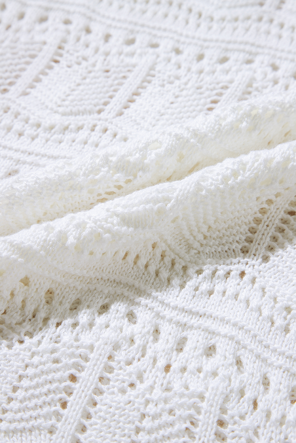White V Neck Textured Hollow-out Sweater Vest - loveforevers