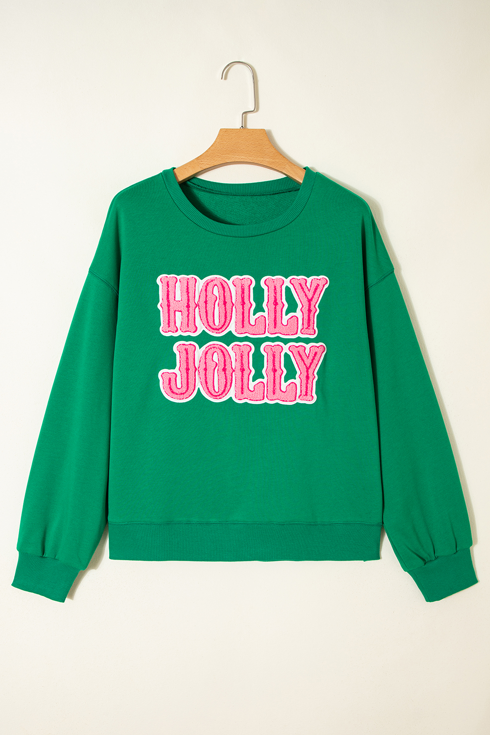 Sea Green HOLLY JOLLY Towel Embroidered Christmas Holiday Sweatshirt - loveforevers