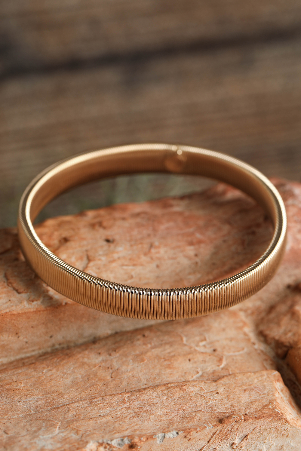 Gold Stretchy Plated Metal Wide Bangle - loveforevers