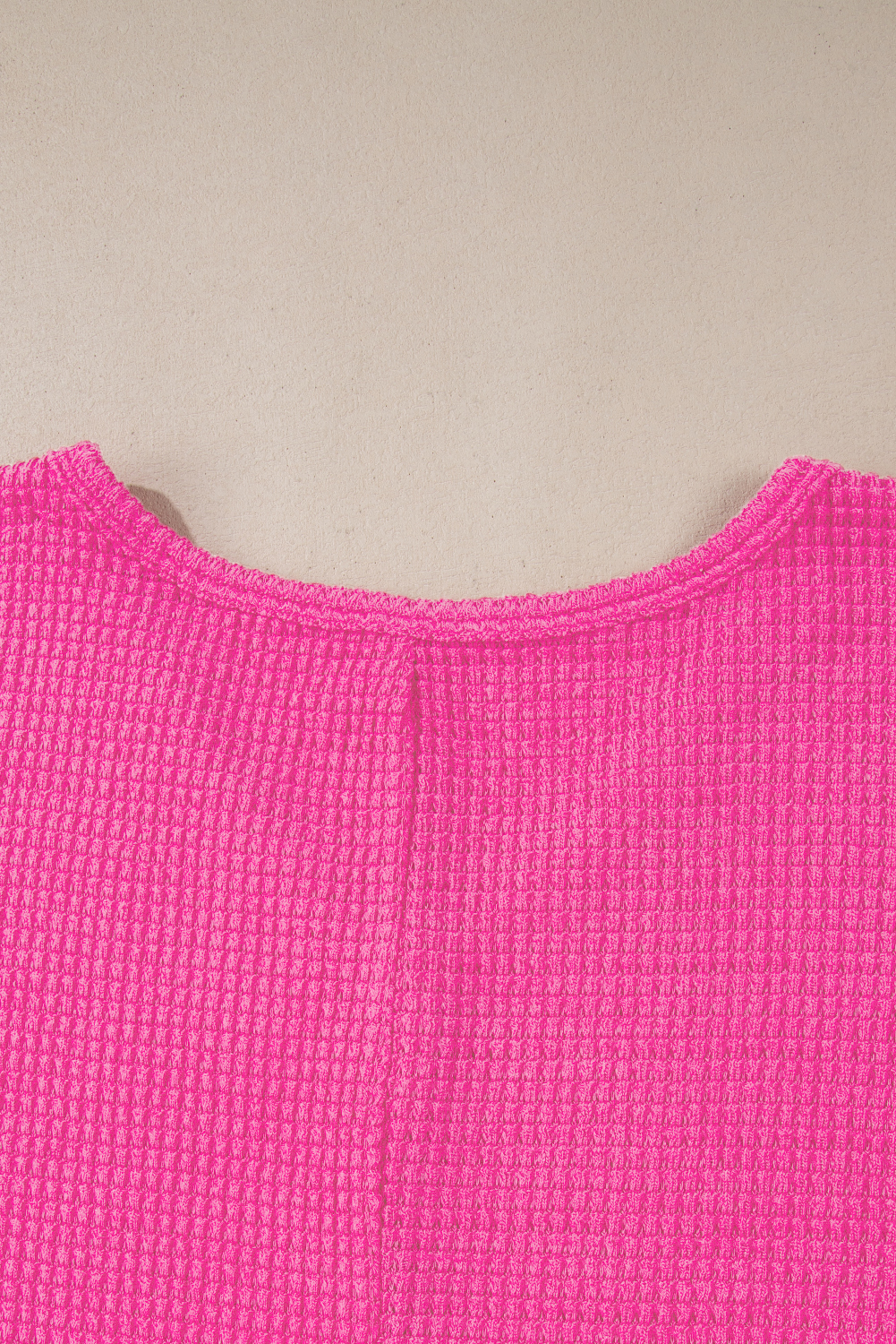 White Waffle Knit Side Slits Loose Fit V Neck Top - loveforevers