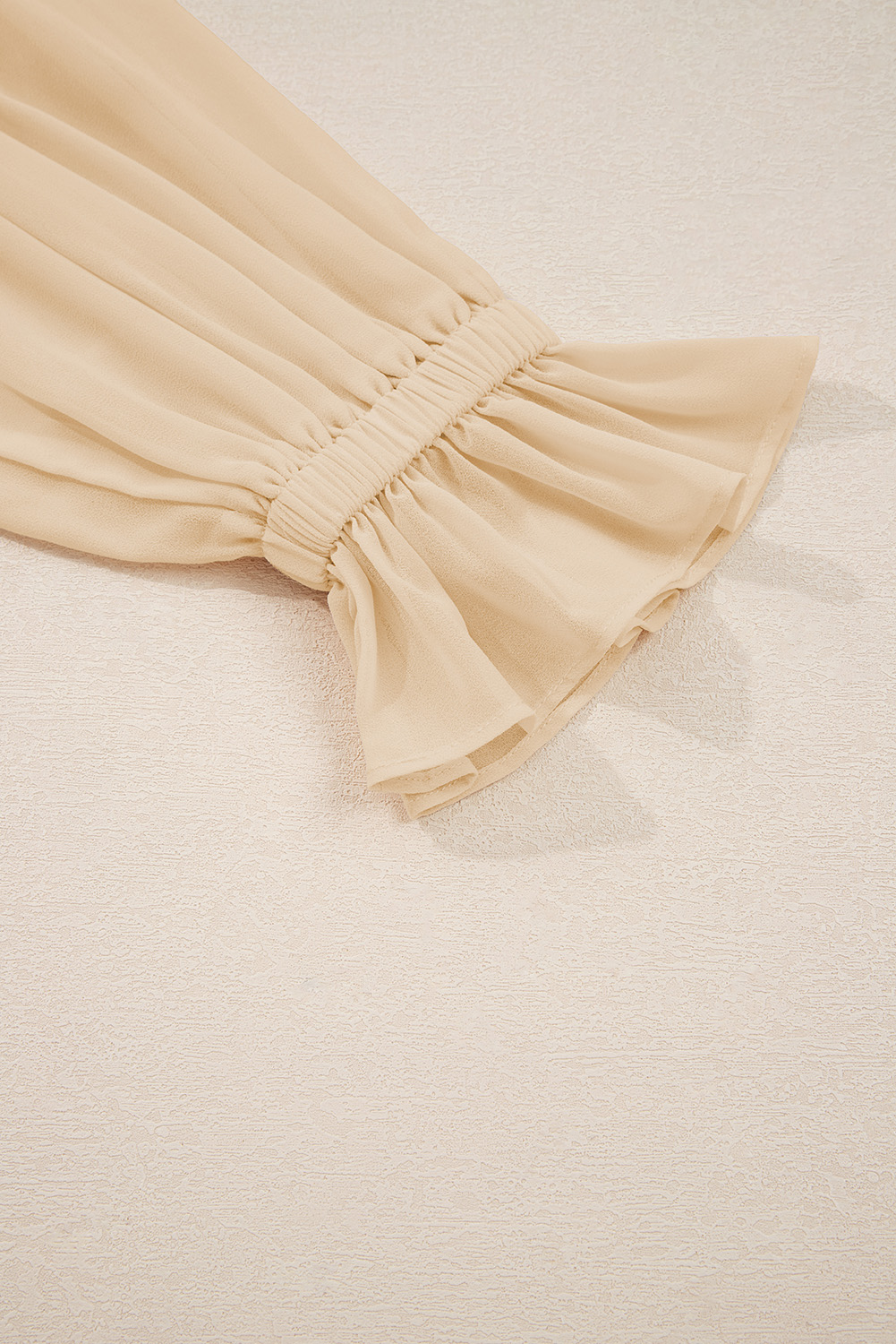 Parchment Pleated Ruffle Long Sleeve Chiffon Blouse - loveforevers