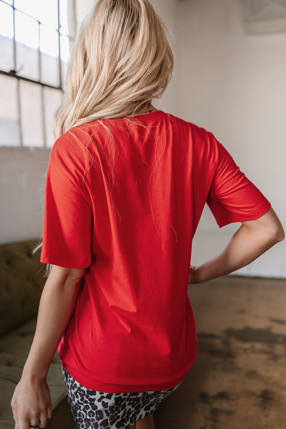 Tomato Red COWBOY Take Me Away Graphic Western Loose Tee - loveforevers