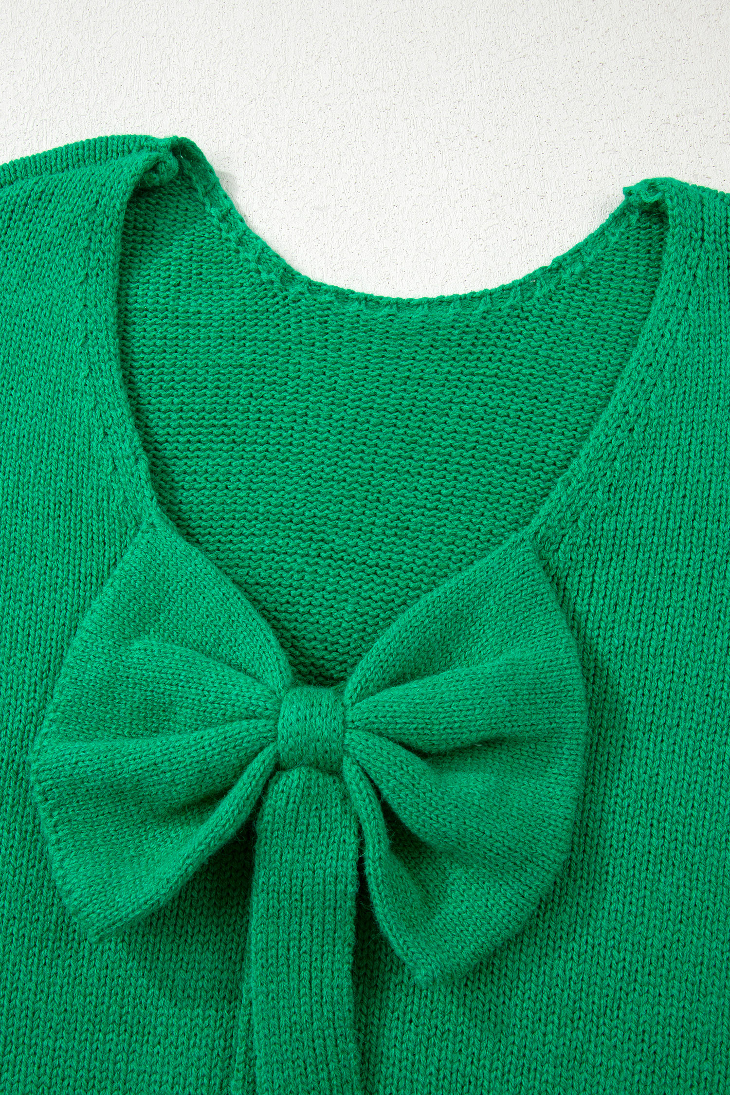 Bonbon Festive Bow Backless Bubble Sleeve Sweater - loveforevers