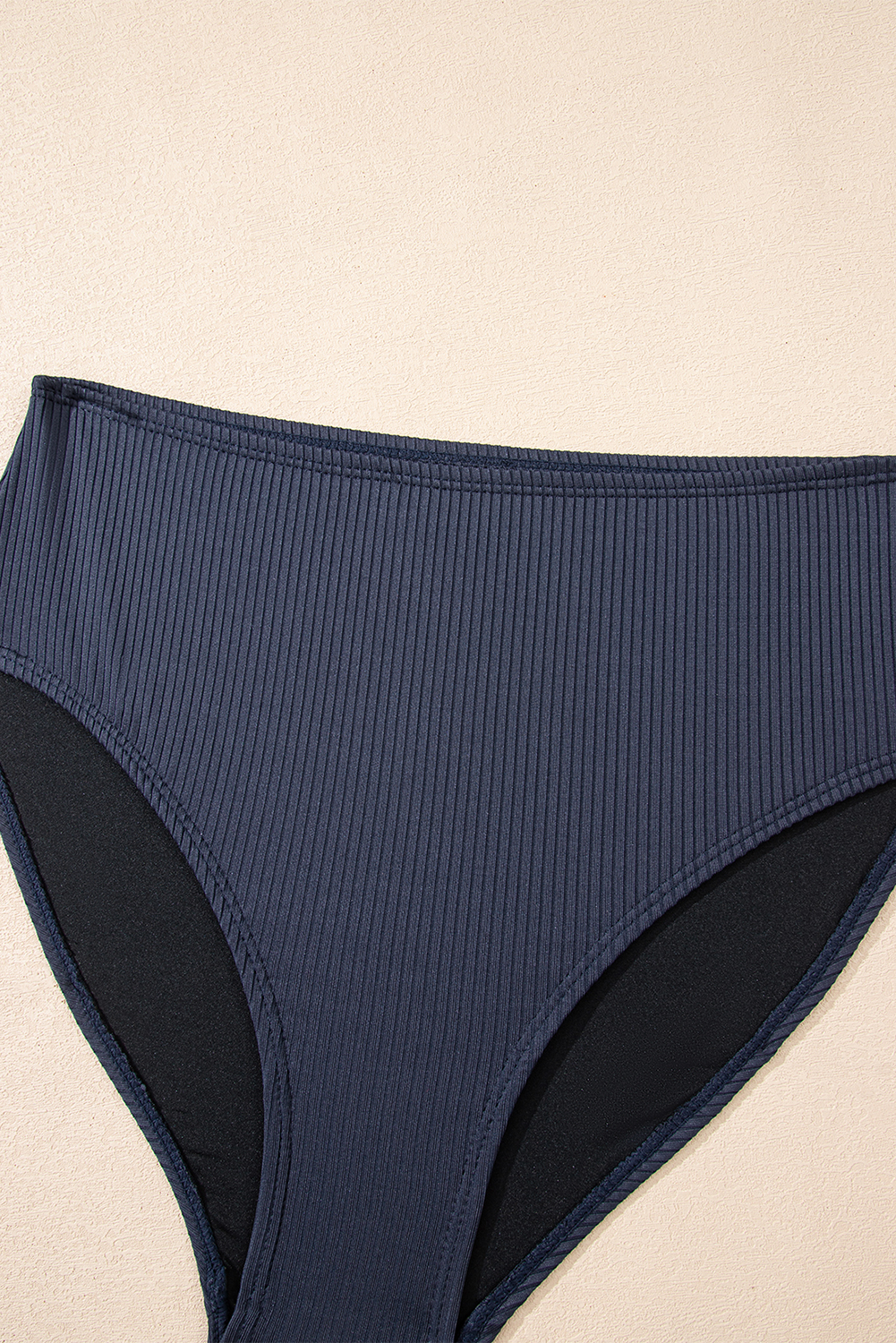 Blackish Green Ruched U Neck Ribbed Tankini - loveforevers