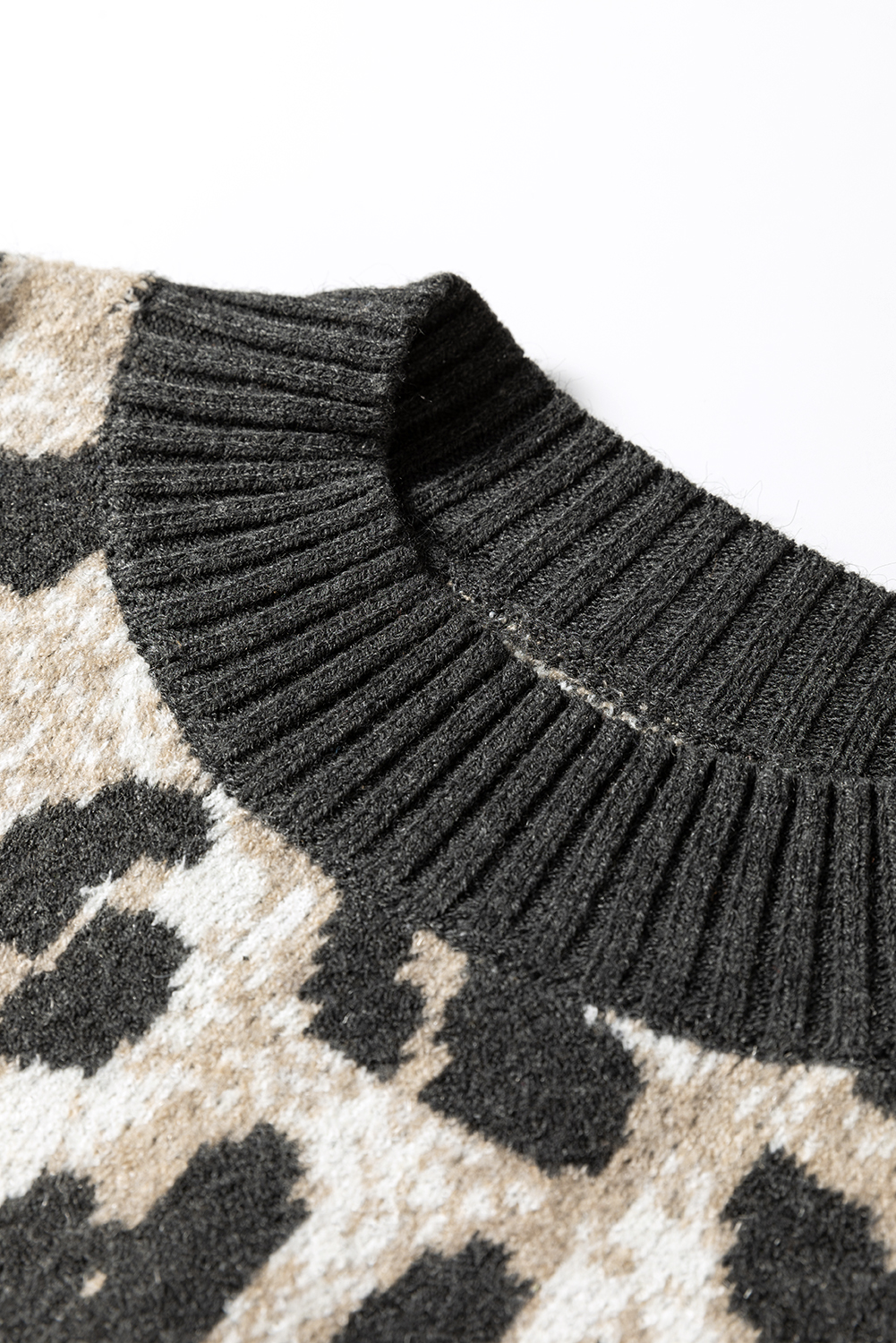 Carbon Grey Leopard Drop Shoulder Baggy Sweater - loveforevers