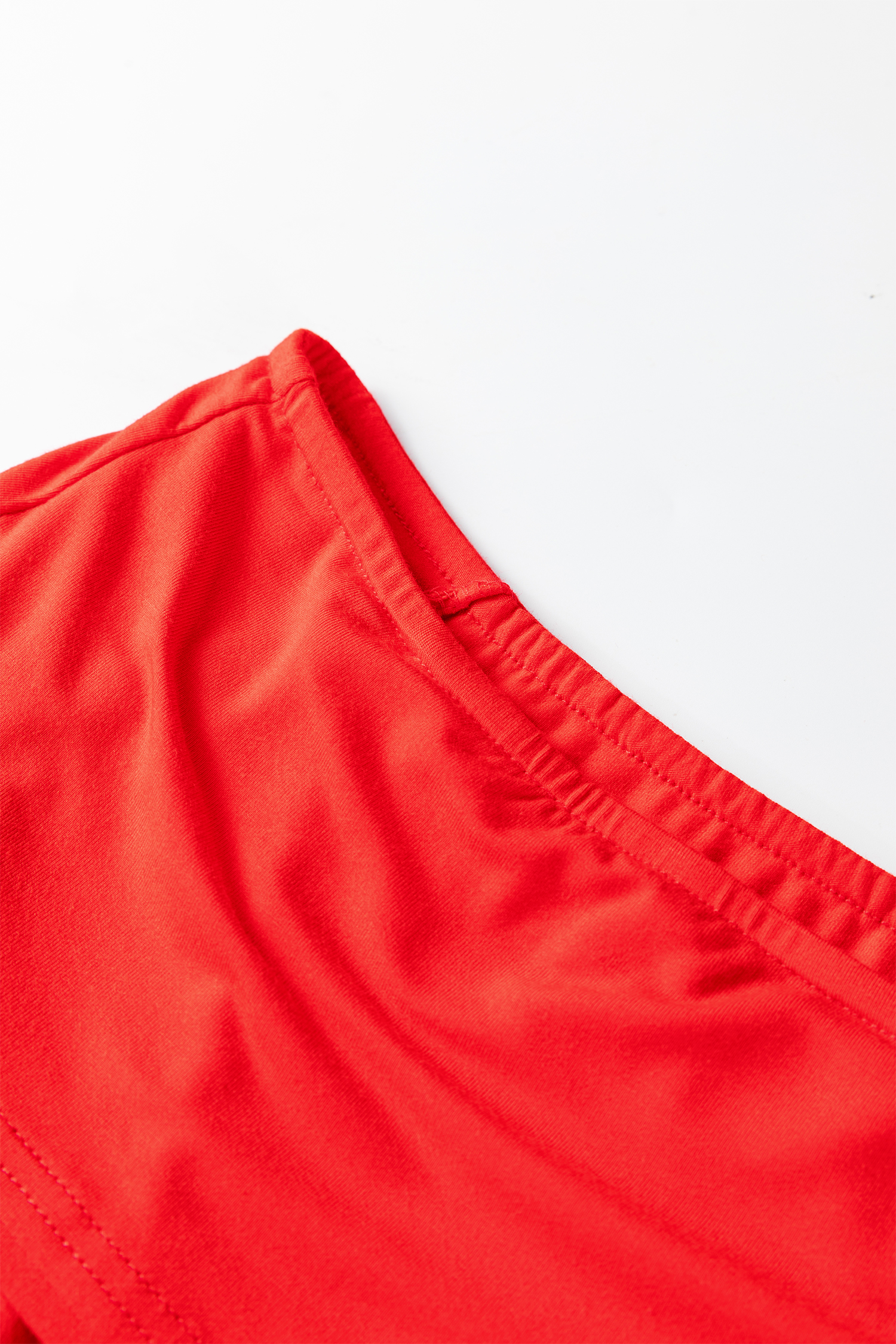Fiery Red Foldover Off Shoulder Long Sleeve Slim Top - loveforevers