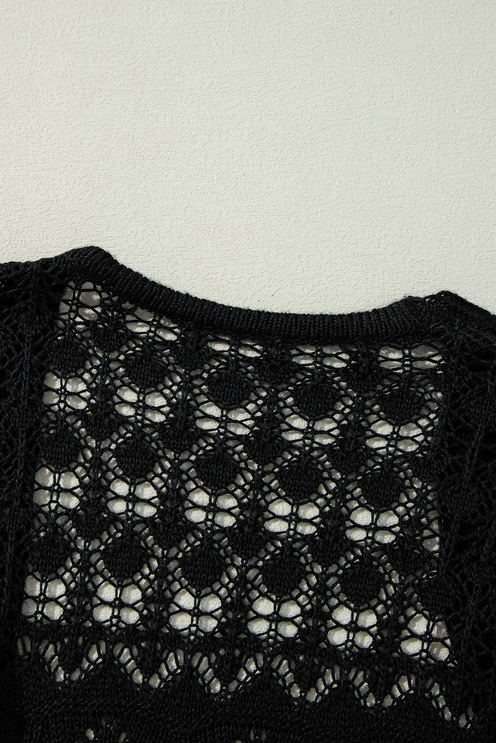 Black Crochet Hollow Out Open Front Cardigan - loveforevers