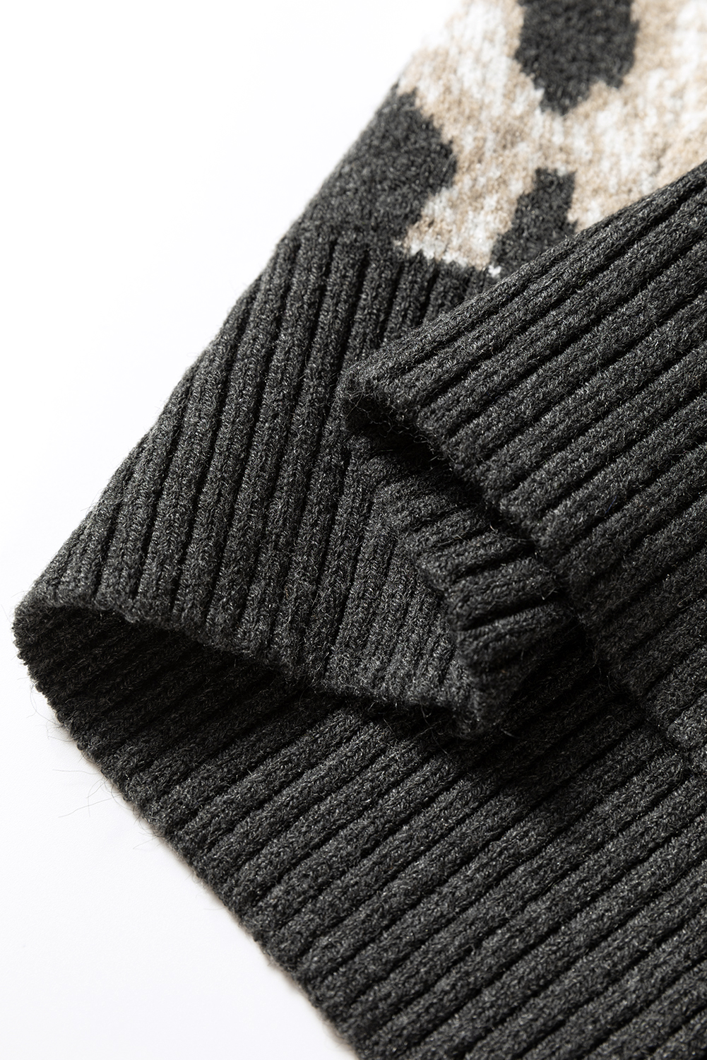 Carbon Grey Leopard Drop Shoulder Baggy Sweater - loveforevers