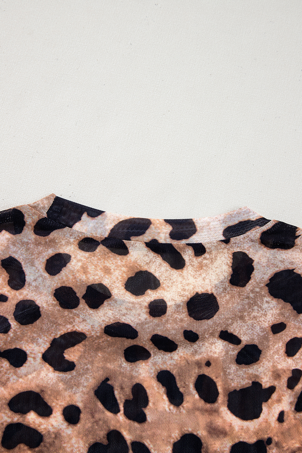 Brown Leopard Round Neck Long Sleeve Slim Top - loveforevers