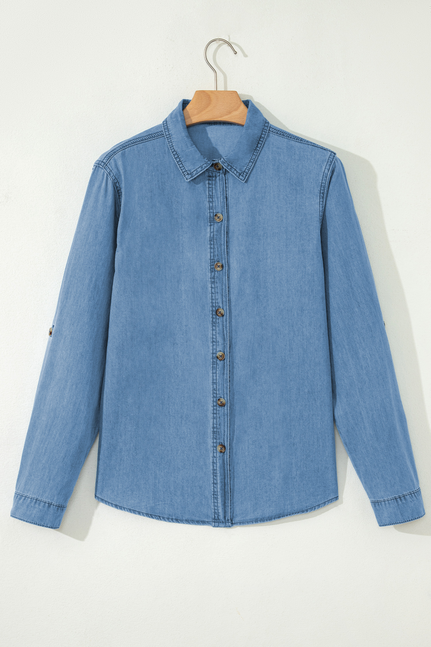 Myosotis Buttoned Down Slim Denim Shirt - loveforevers
