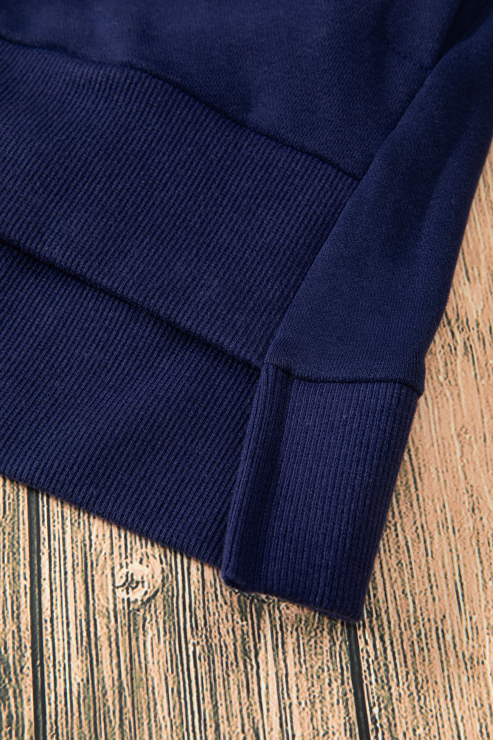 Navy Blue Solid O Neck High Low Hem Pullover Sweatshirt - loveforevers