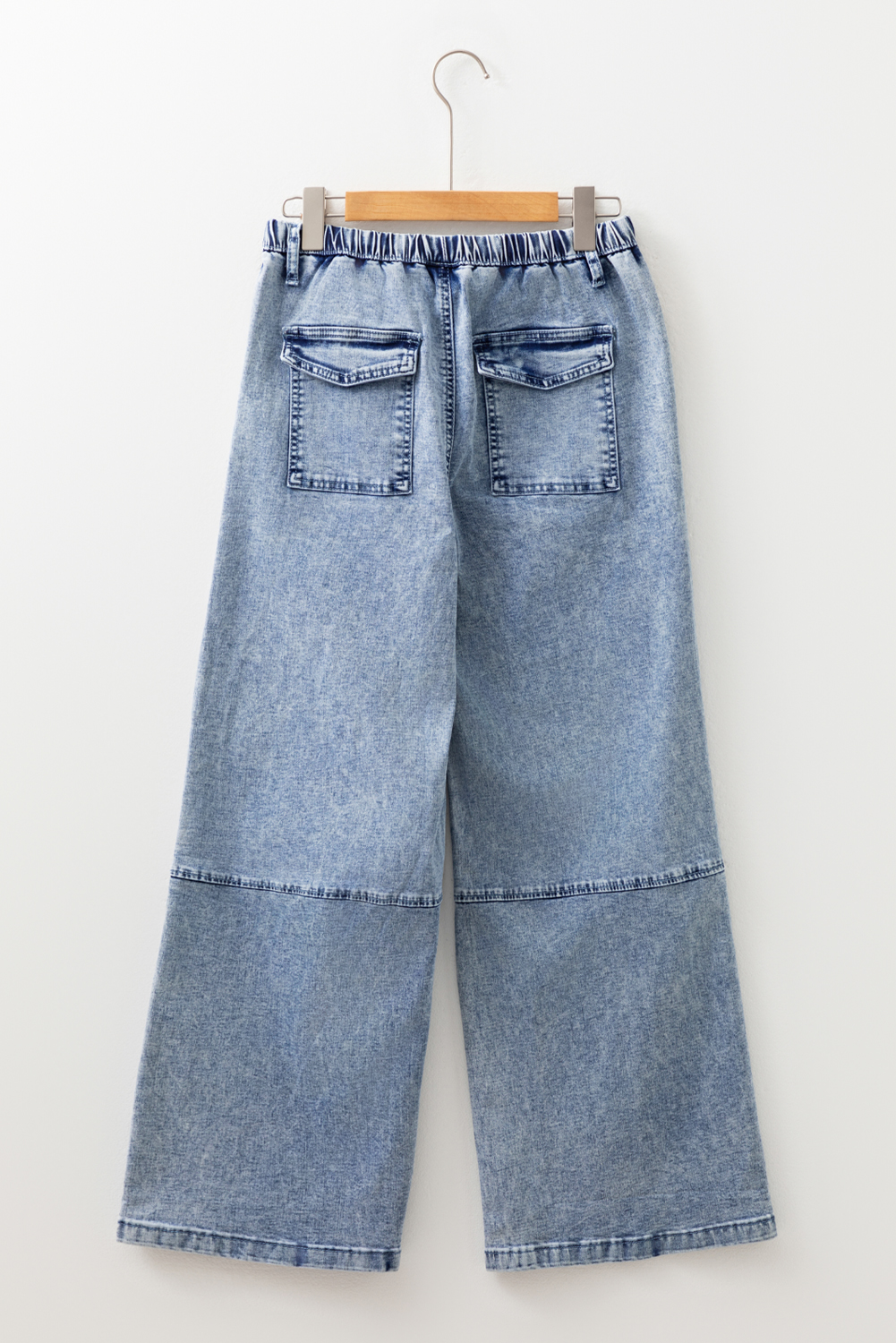 Ashleigh Blue Acid Wash Exposed Seam Drawstring Elastic Waistband Jeans - loveforevers