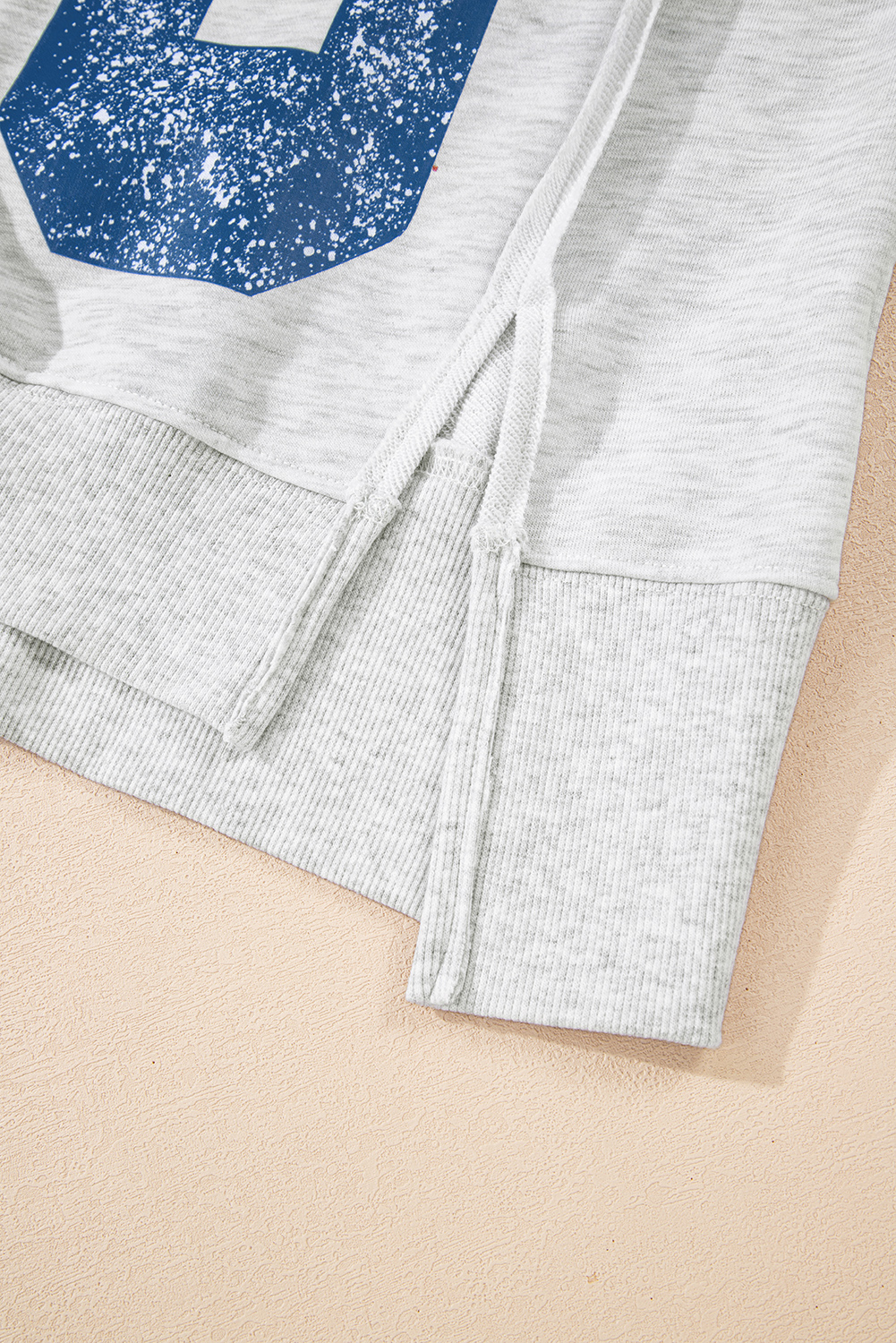 Light Grey Faded Varsity Print Loose Pullover Top - loveforevers