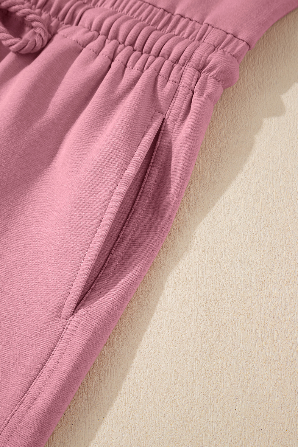 Light Pink Lace-up Elastic Waist Sleeveless Square Neck Jumpsuit - loveforevers