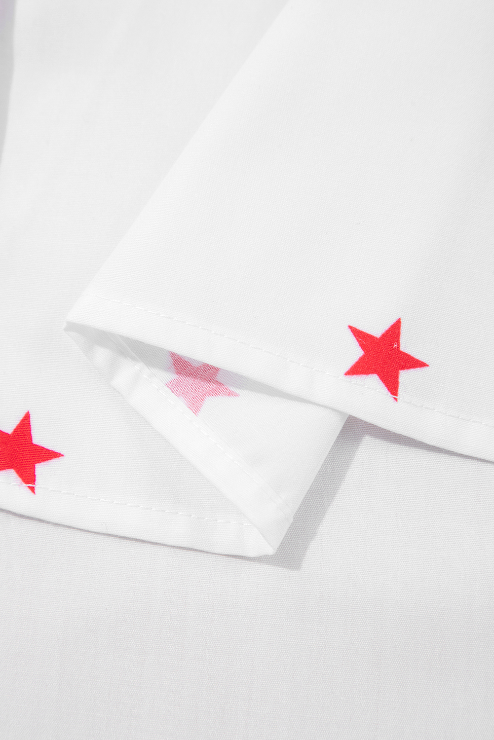 White Little Stars Printed Loose Half Sleeve Loose Shirt - loveforevers