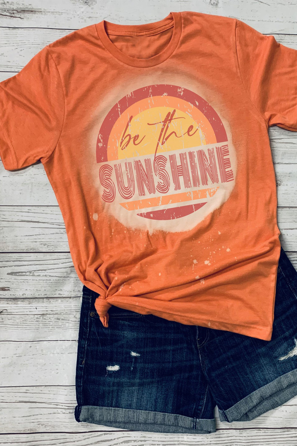 Orange Be The Sunshine Graphic Crewneck T Shirt - loveforevers