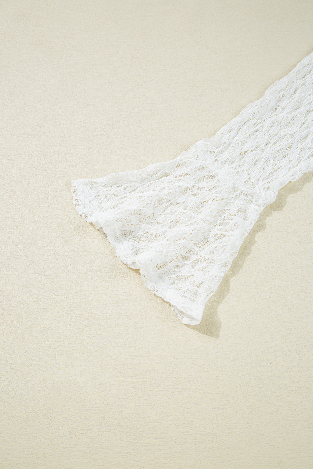 White Sheer Lace Bell Sleeve Mock Neck Blouse - loveforevers