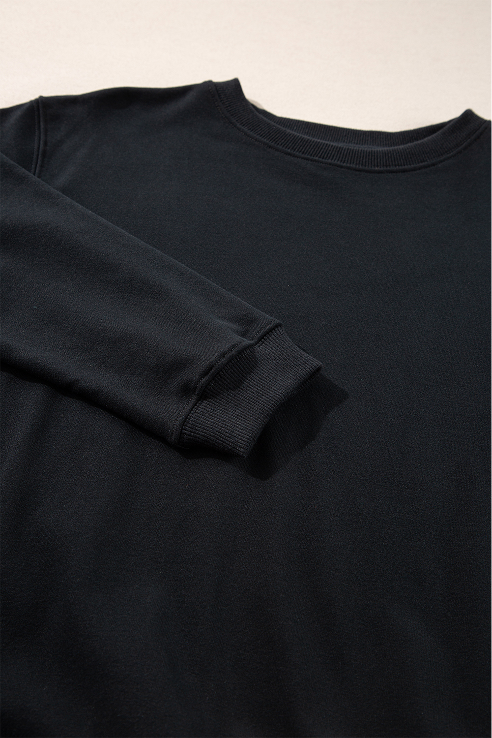 Navy Blue Plain Drop Shoulder Crewneck Pullover Sweatshirt - loveforevers