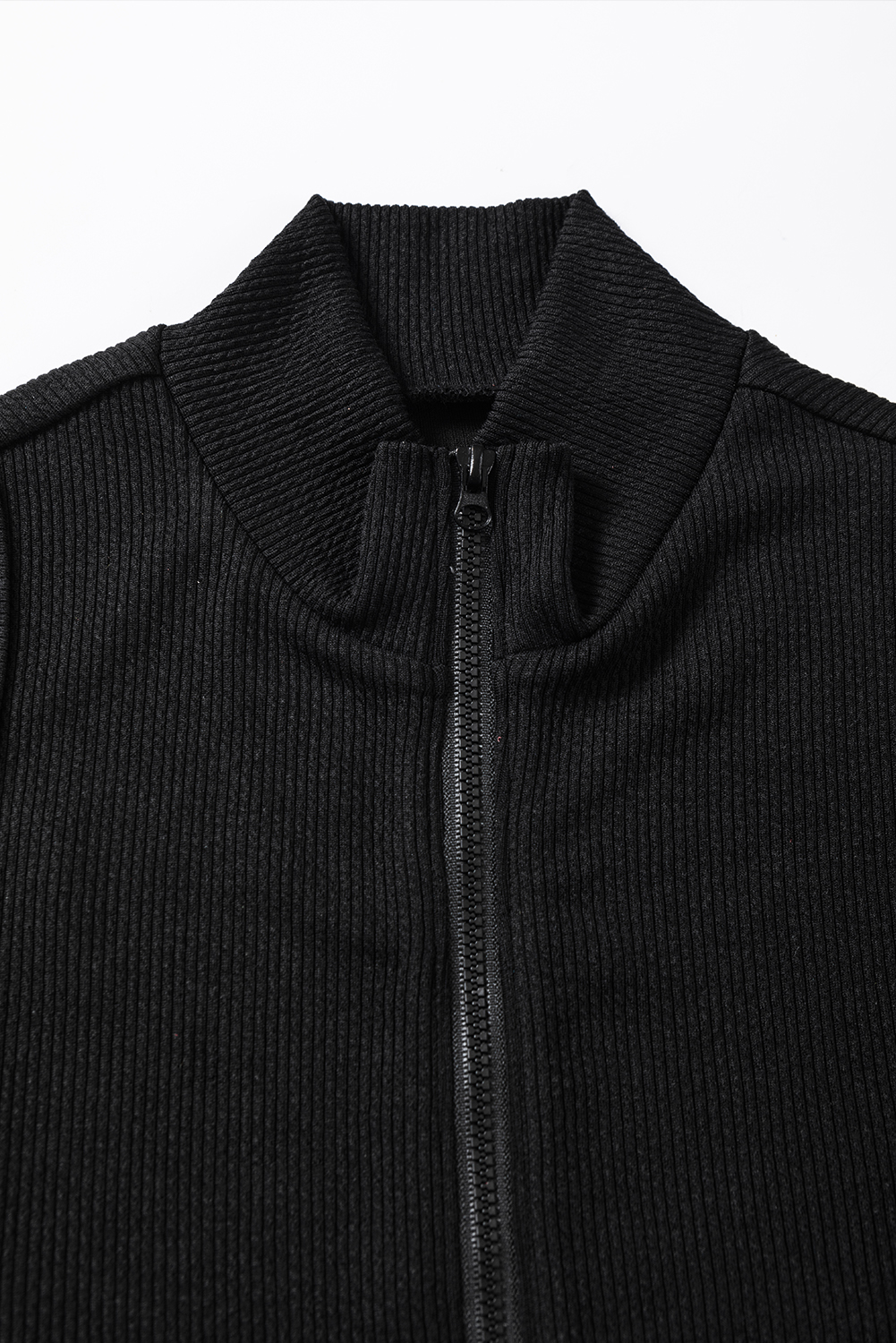 Black Zip up Mock Neck Ribbed Sleeveless Bodysuit - loveforevers