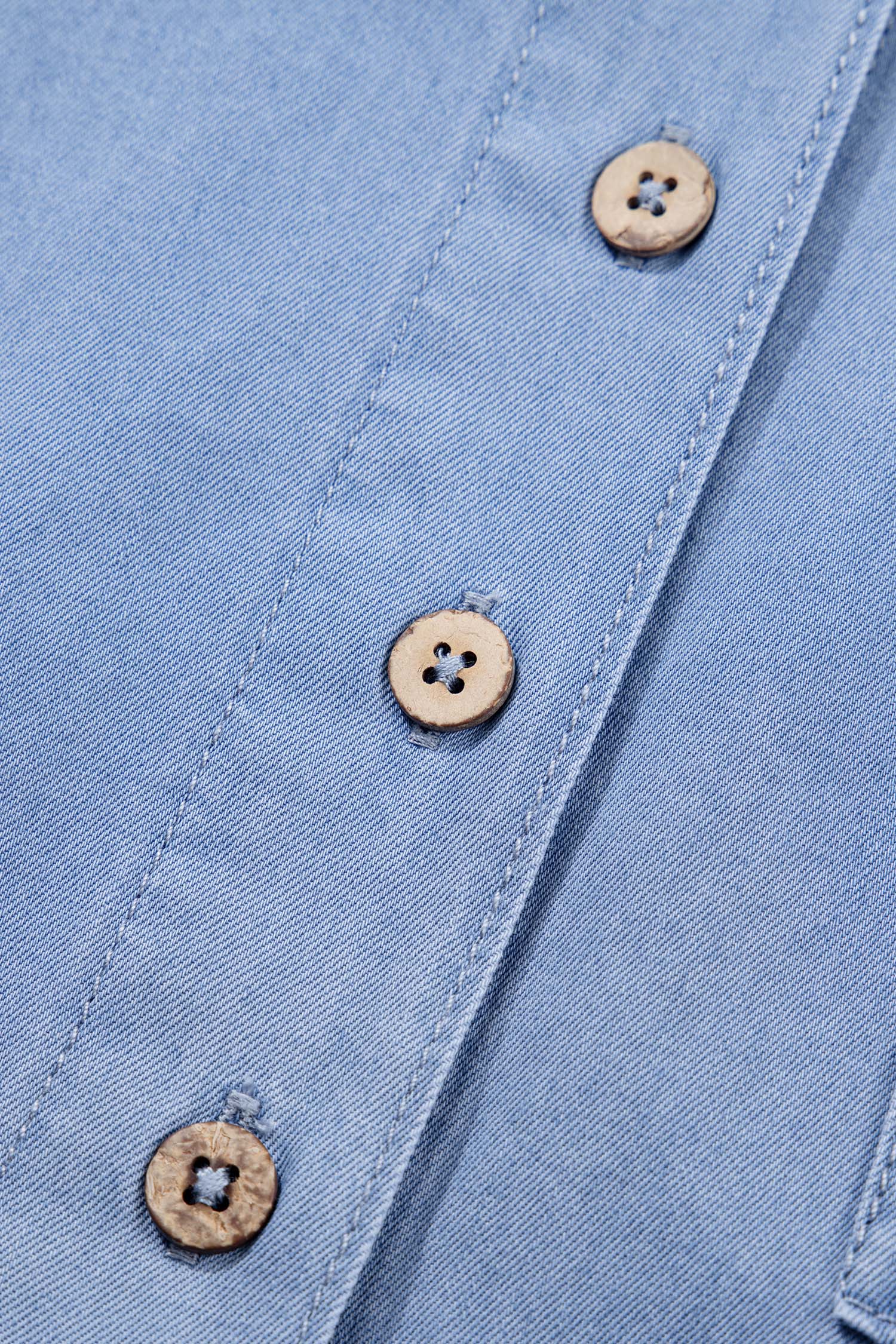 Myosotis Washed Drop Shoulder Bracelet Sleeve Chambray Shirt - loveforevers