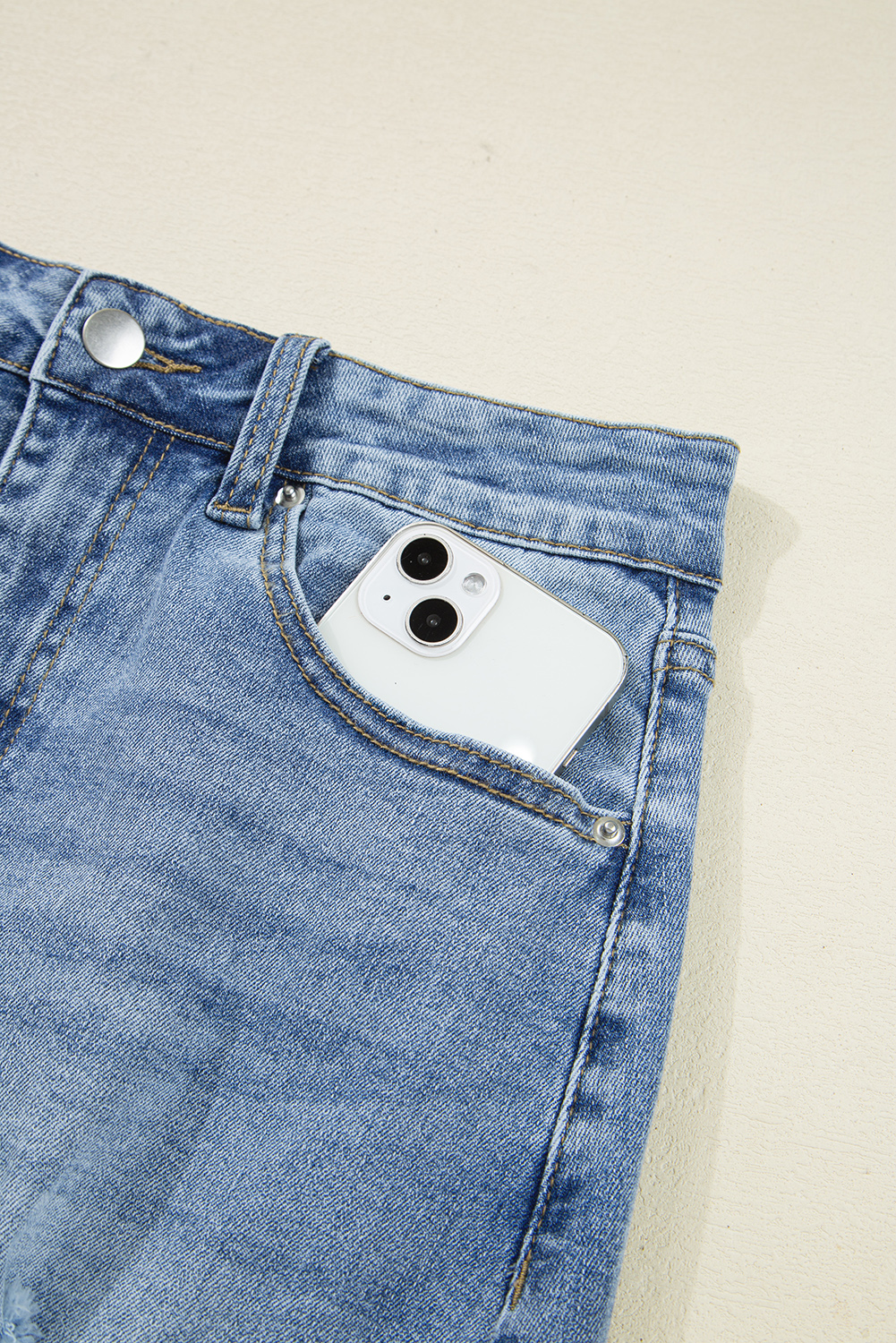 Sail Blue Dearlove Irregular Distressed Bottom Denim Midi Skirt - loveforevers