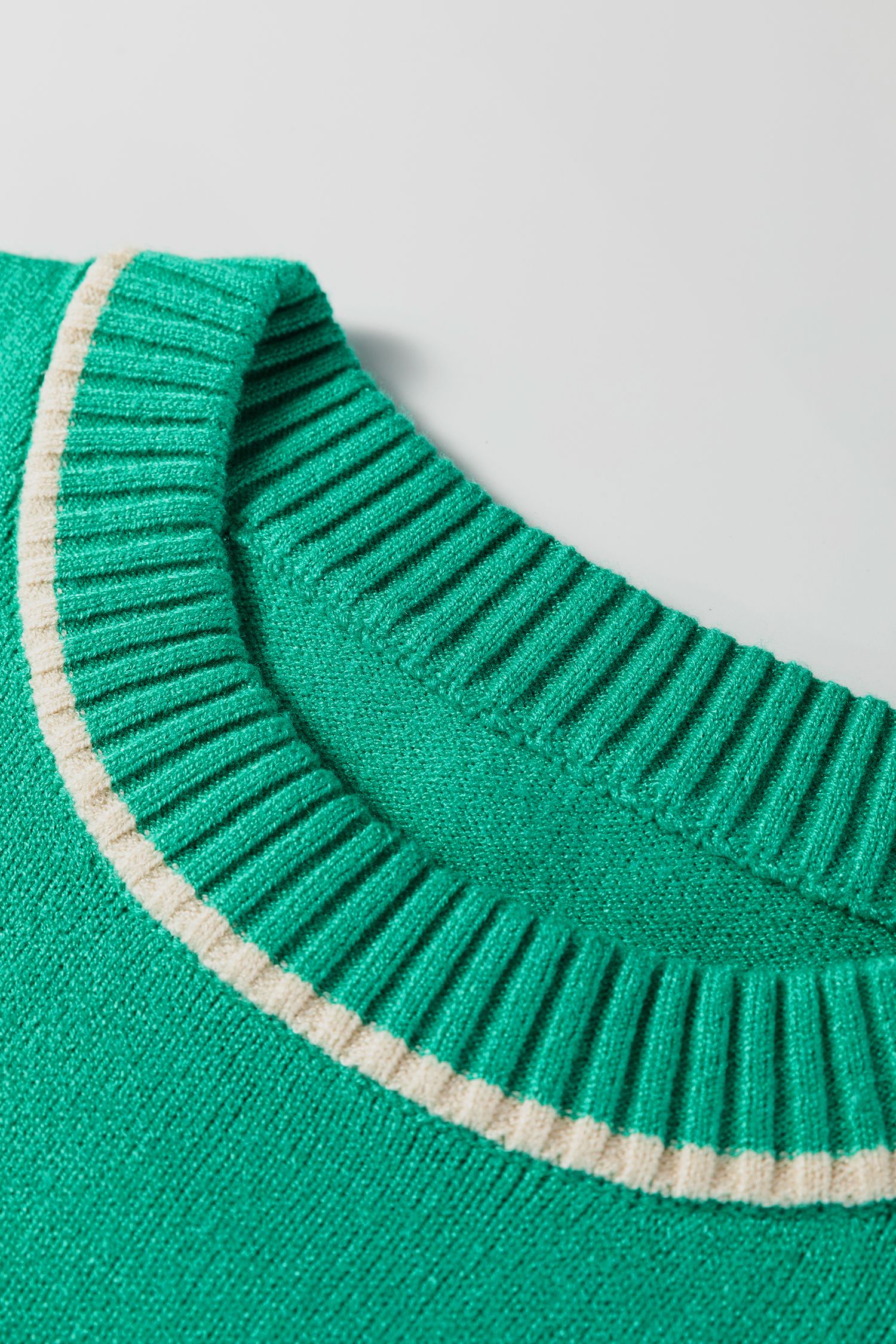 Sea Green Contrast Detail Drop Shoulder Baggy Sweater - loveforevers