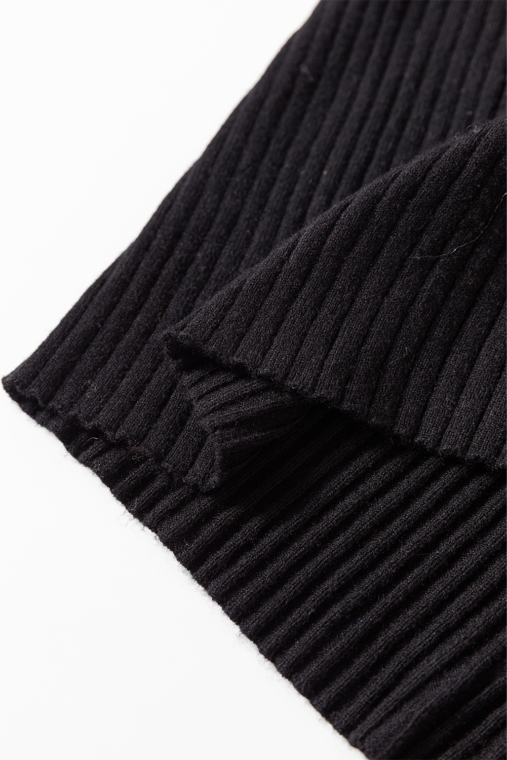 Black Ribbed Knit Collared Slim Fit Sweater Cardigan - loveforevers