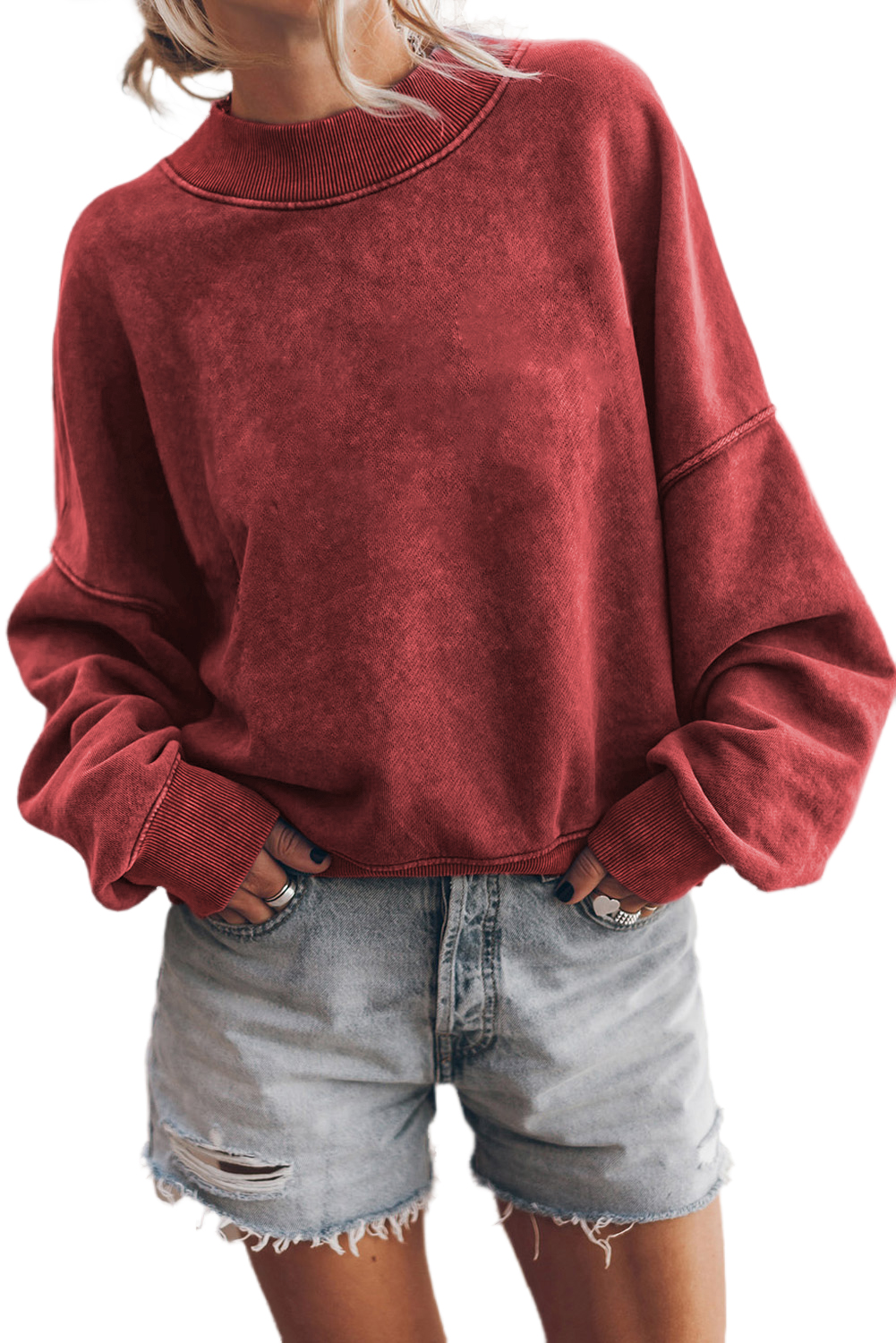 Brown Drop Shoulder Crew Neck Pullover Sweatshirt - loveforevers