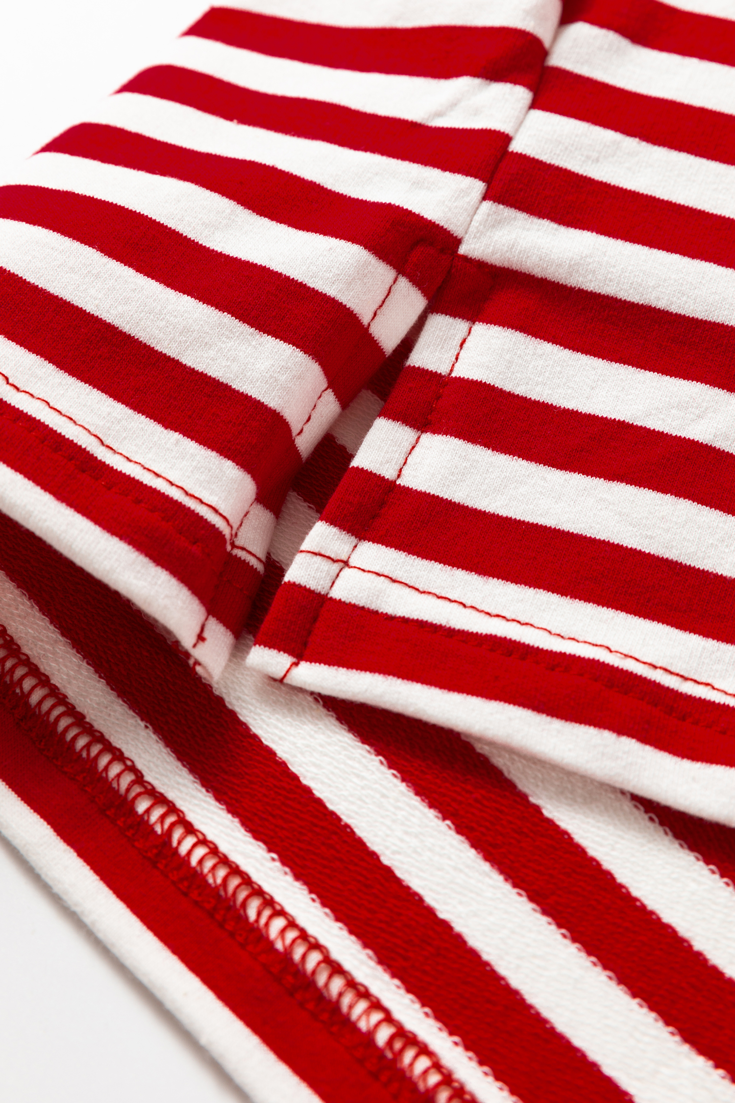 Racing Red Striped Print Drop Shoulder Lace Trim Bracelet Sleeve Loose Top - loveforevers