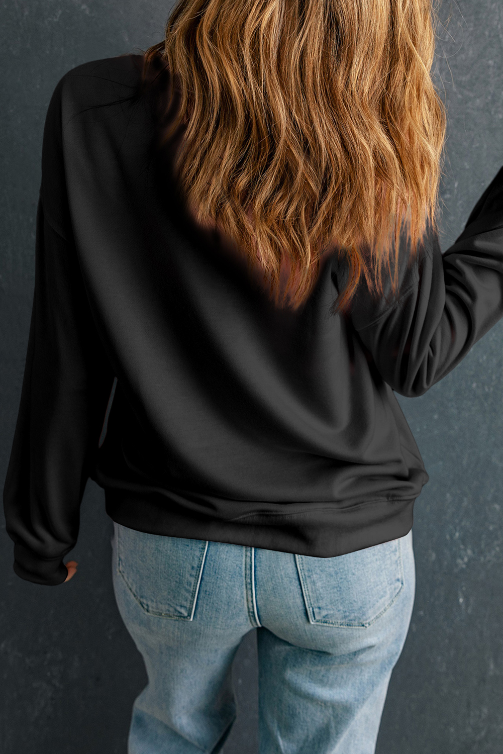 Black Christmas Candy Cane Sequin Patch Baggy Sweatshirt - loveforevers