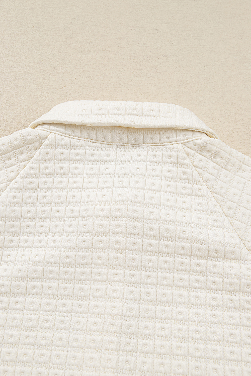 Beige Pineapple Textured Half Button Collared Sweatshirt - loveforevers