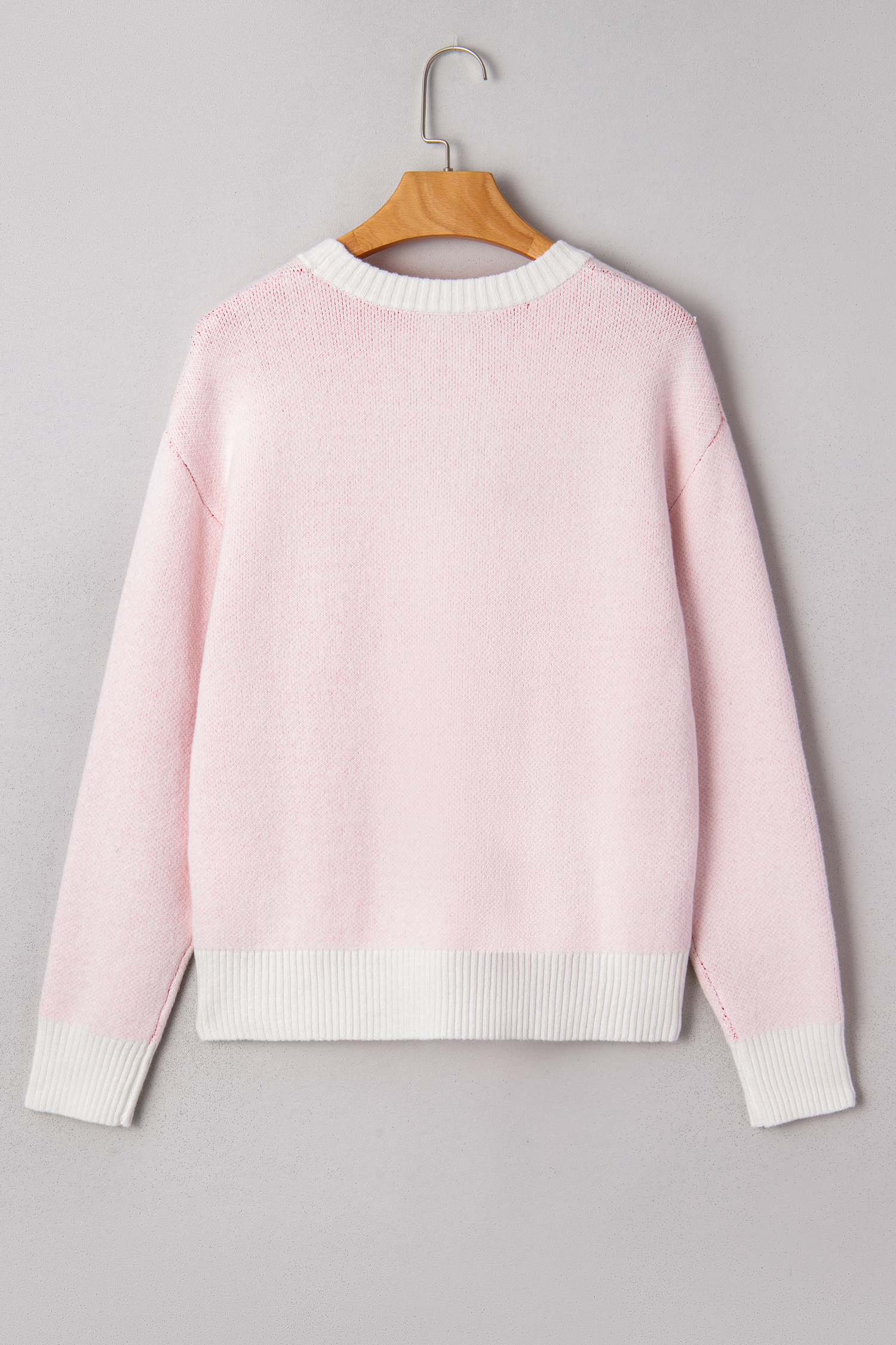 White Cherry Pattern Drop Shoulder Sweater - loveforevers