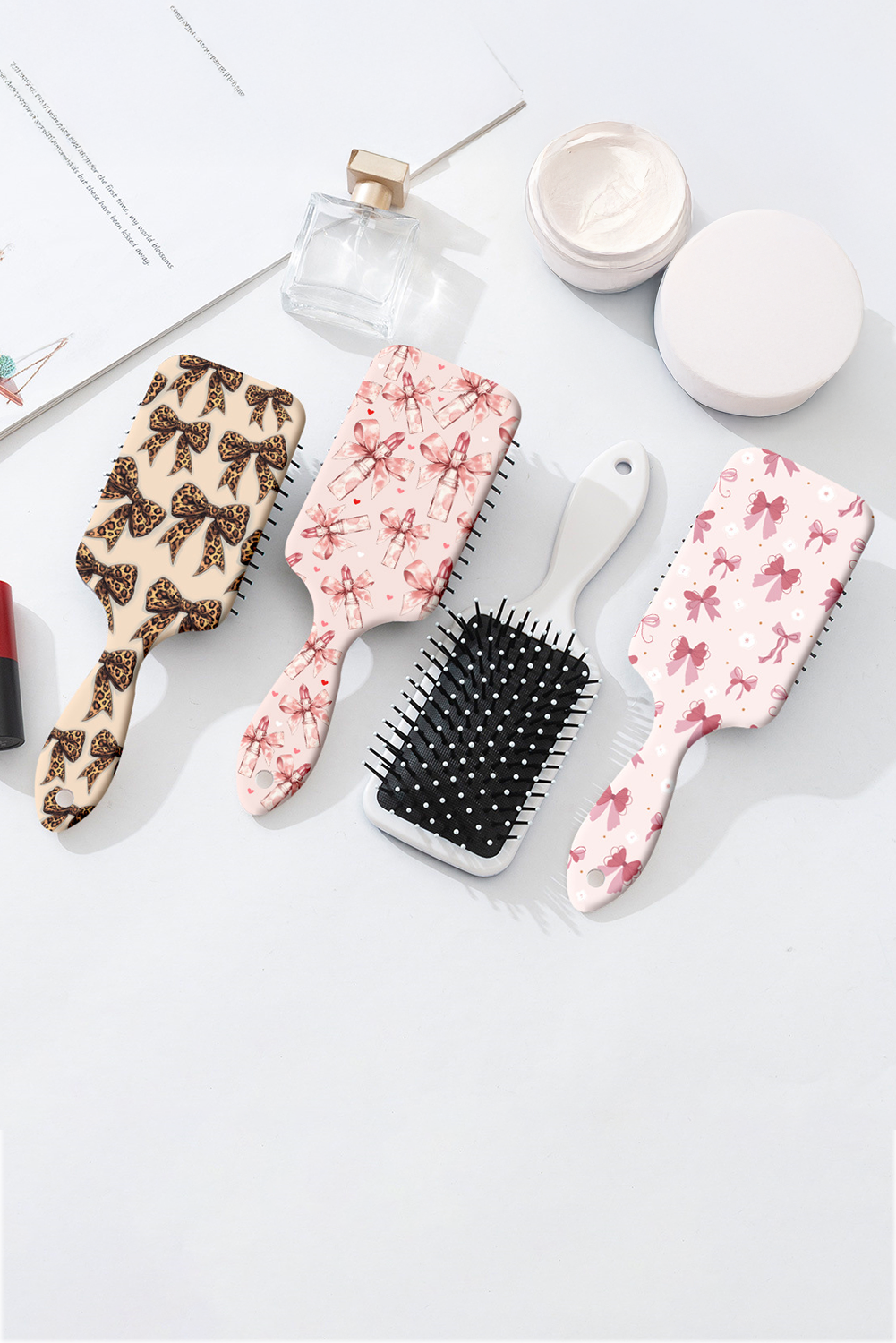 Parchment Leopard Bow Print Air Cushion Comb - loveforevers