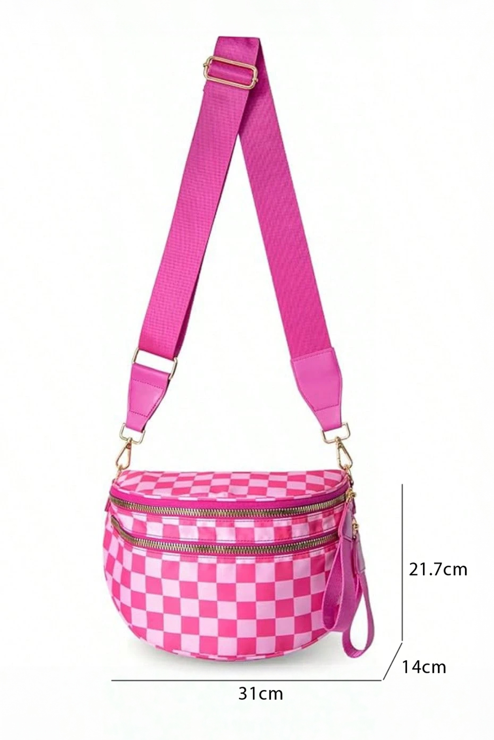 Jungle Green Double Zip Crescent Shape Adjustable Sling Bag - loveforevers