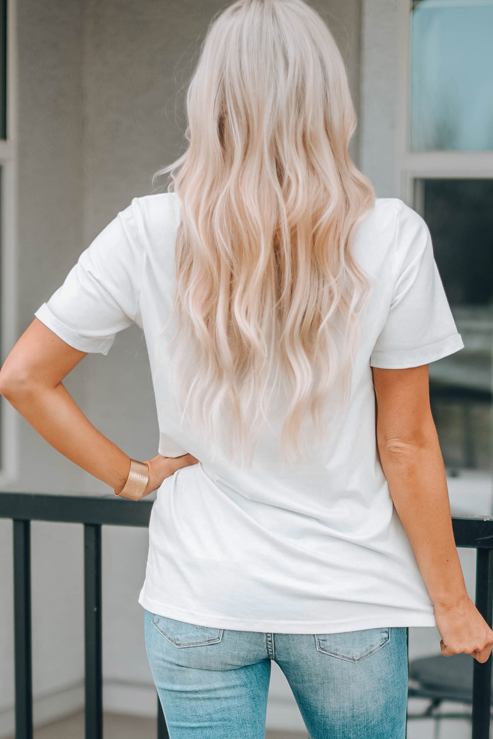 White STARS AND STRIPES Crew Neck Graphic Tee - loveforevers