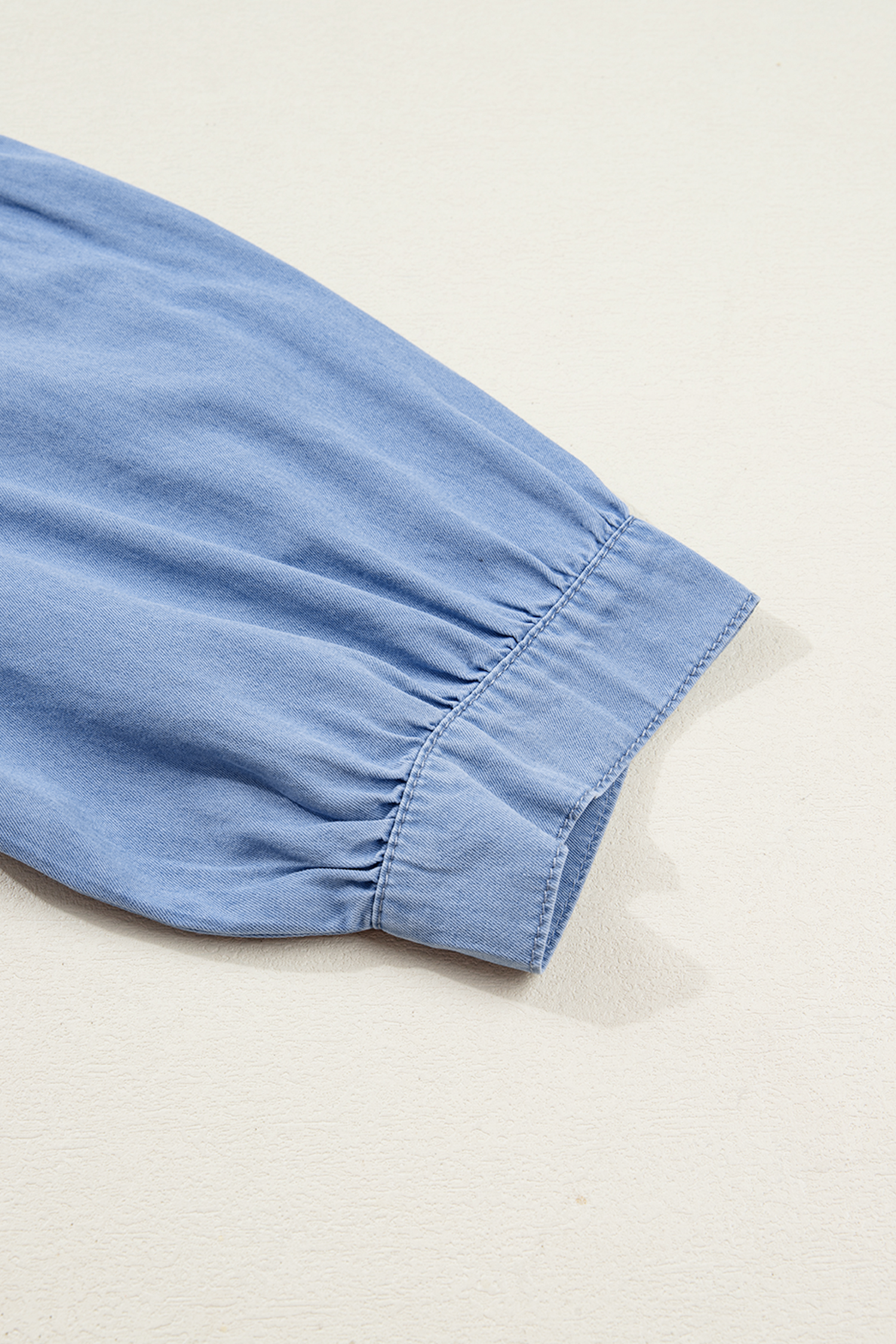 Myosotis Washed Drop Shoulder Bracelet Sleeve Chambray Shirt - loveforevers