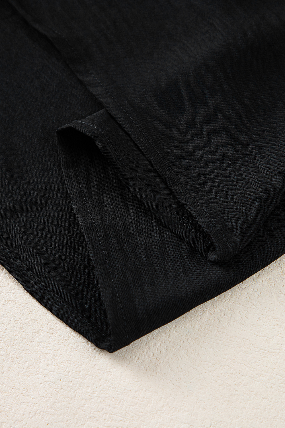 Black Notched Neck Batwing Sleeve Lightweight Blouse - loveforevers