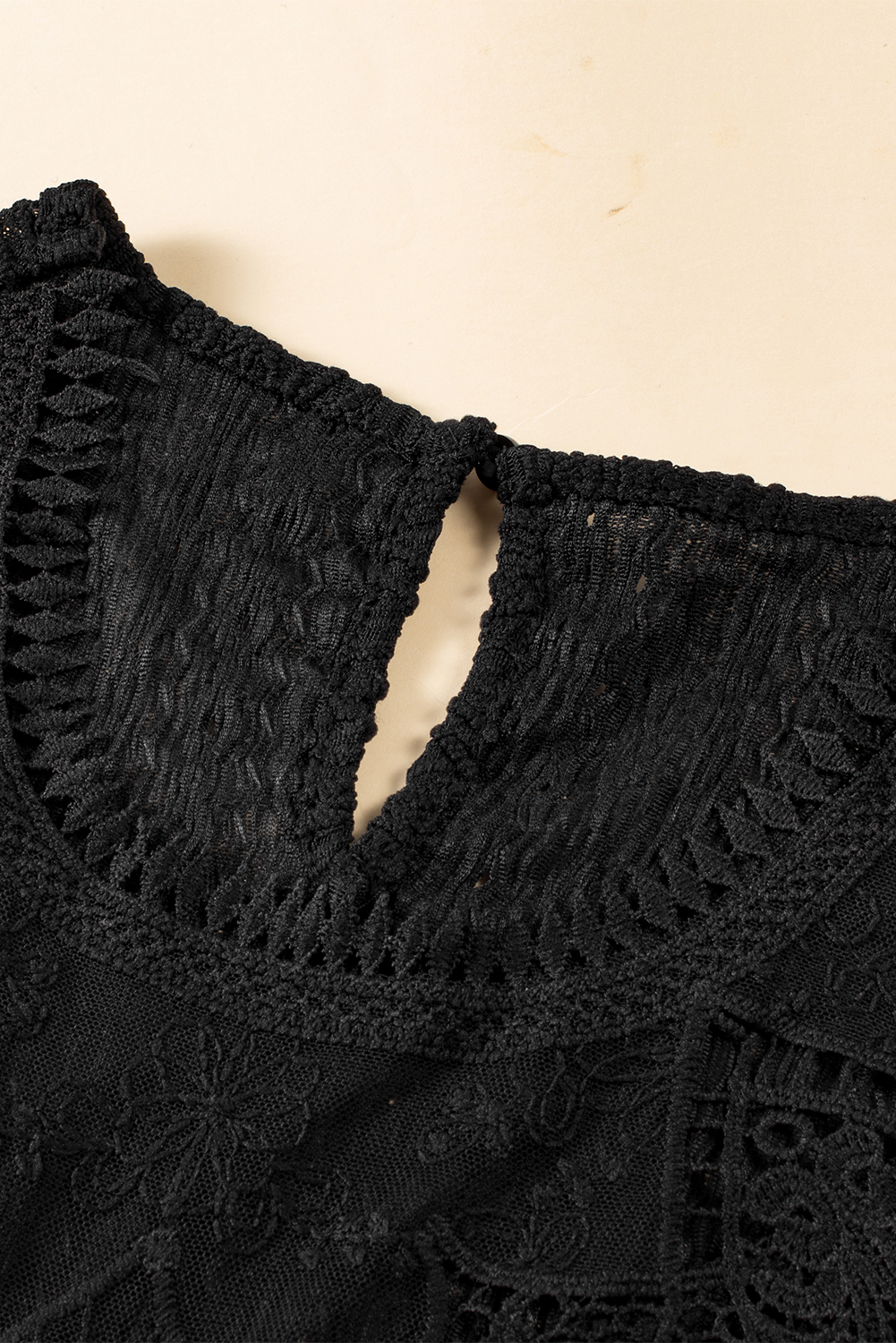 Apricot Guipure Lace Crochet Keyhole Back Tank Top - loveforevers