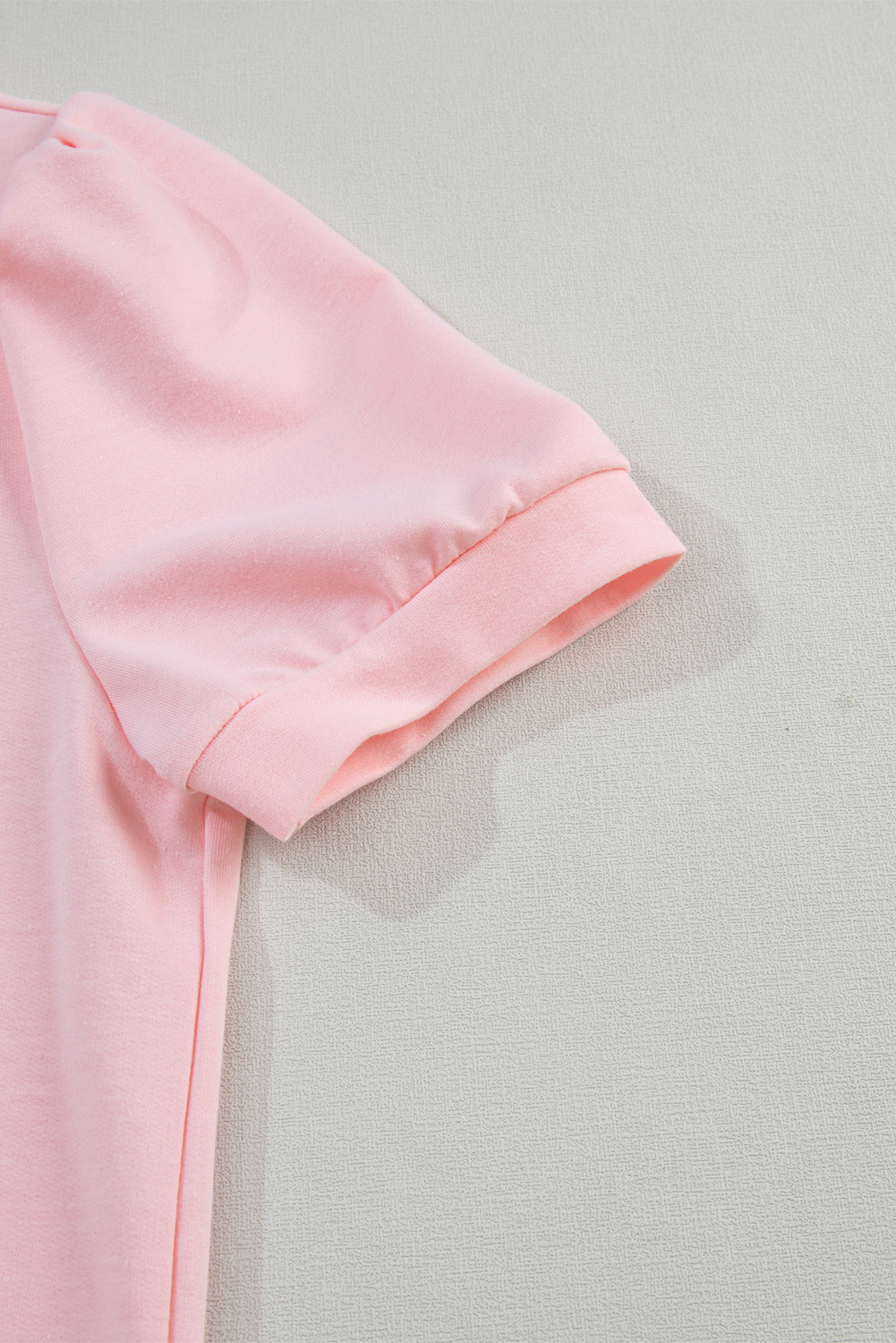 Pink Collared V Neck Puff Sleeve T-shirt - loveforevers