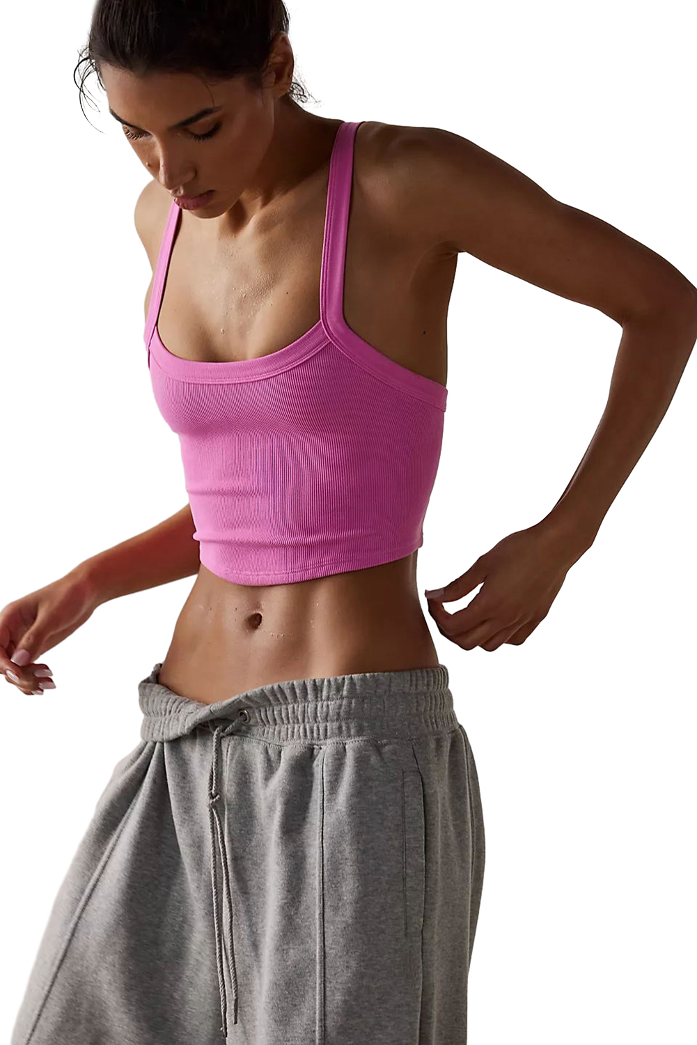 Bonbon Athletic Ribbed Cropped Cami Top - loveforevers