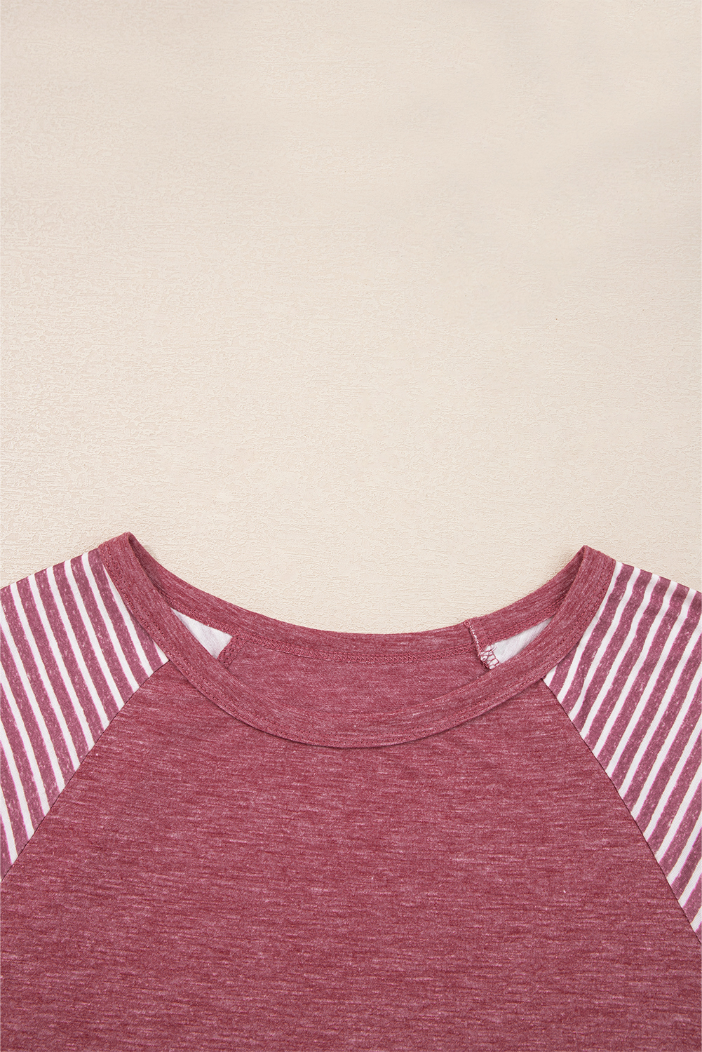 Tillandsia Purple Contrast Print Striped Raglan Long Sleeve Loose Top - loveforevers