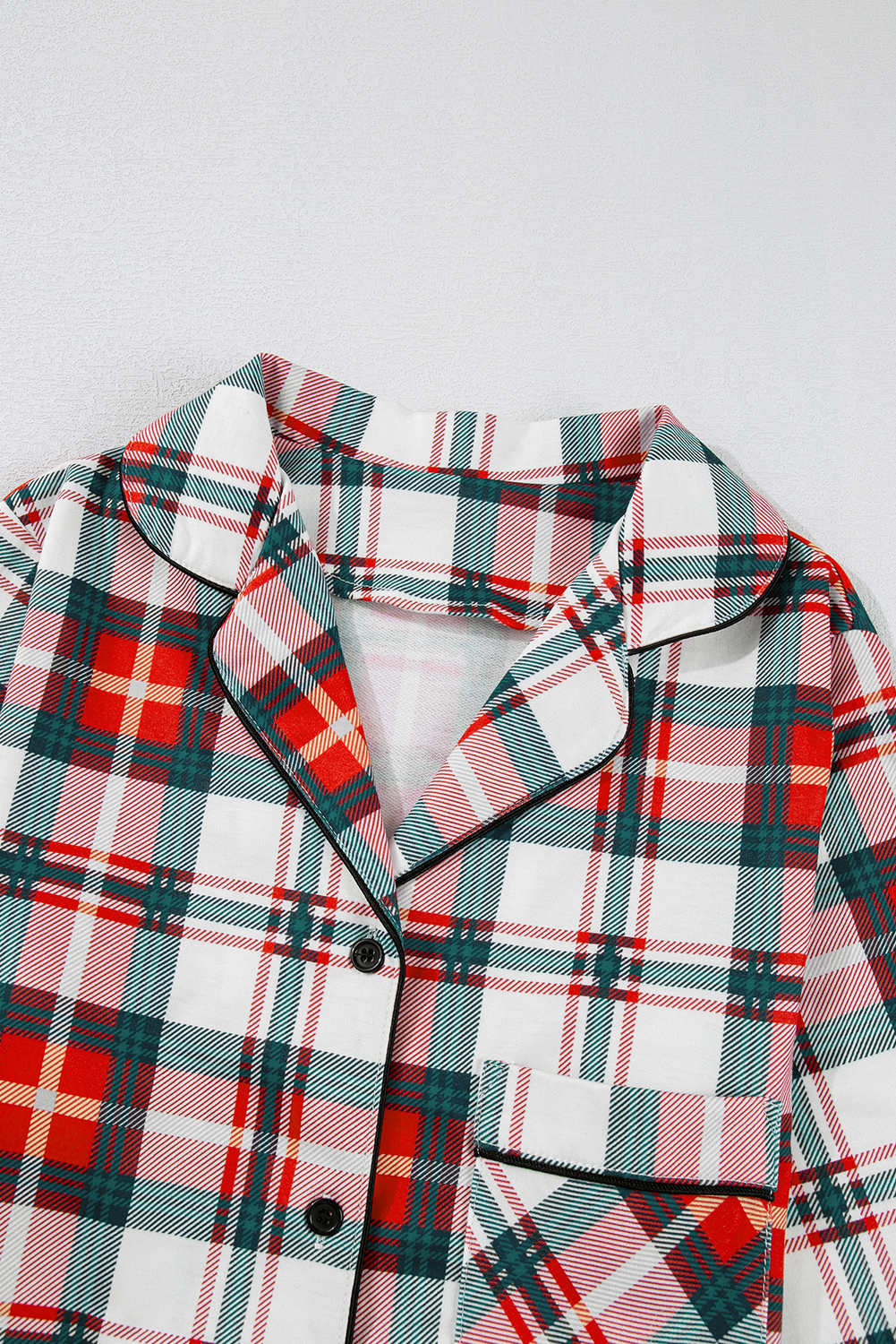 Red Christmas Plaid Print Two Piece Long Sleeve Pajamas Set - loveforevers