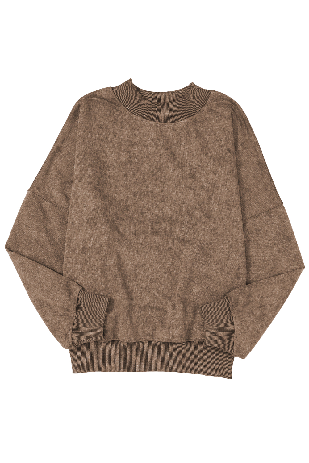 Brown Drop Shoulder Crew Neck Pullover Sweatshirt - loveforevers