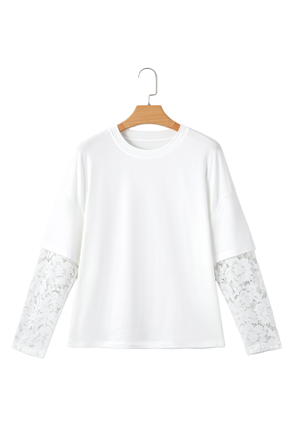 Black Lace Long Sleeve Insert Drop Shoulder Tee - loveforevers